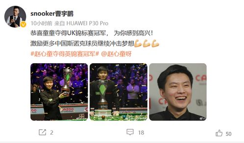 丁俊辉祝贺赵心童夺冠