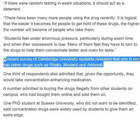 吃“聪明药”提升高考成绩能信吗