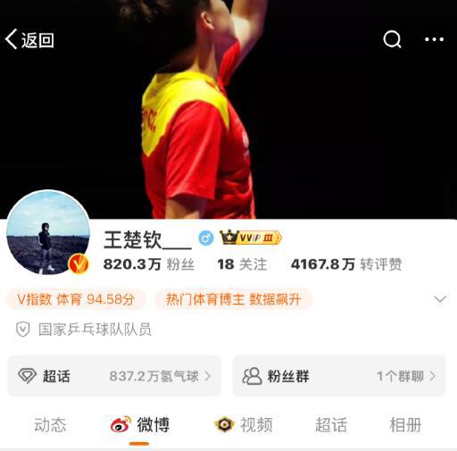 王楚钦球迷会解散微博粉丝群