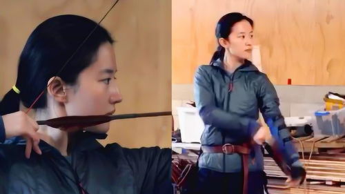 刘亦菲为拍摄《花木兰》练习射箭花絮照 素颜依旧美